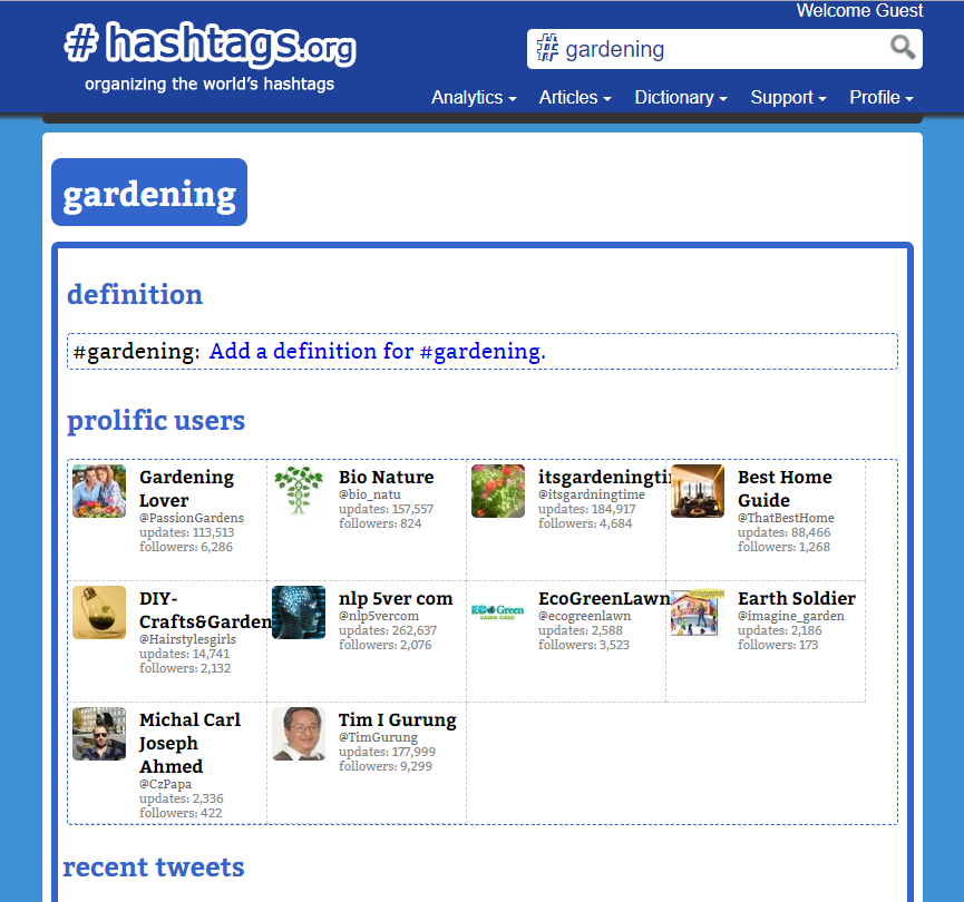 hashtags by subject