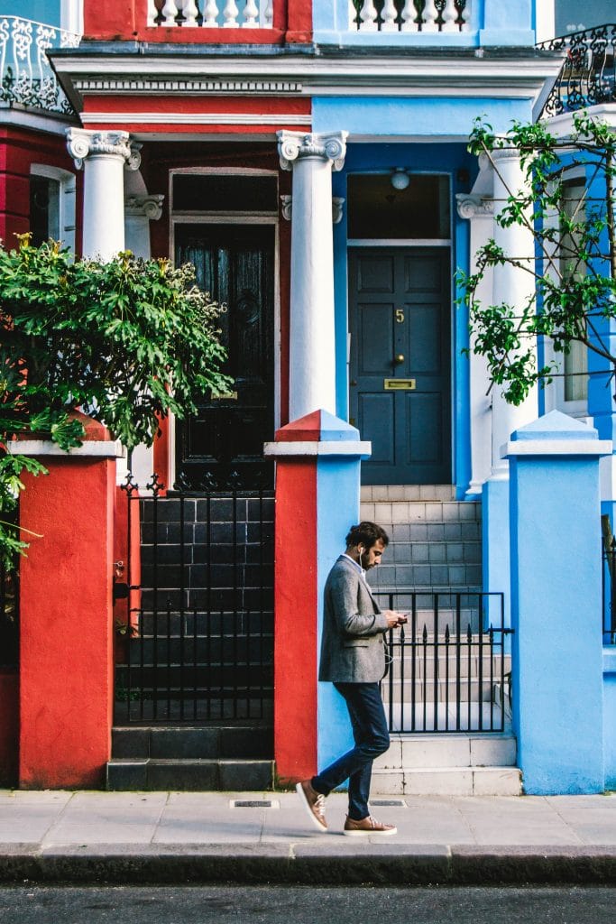 two entrances painted different colors
